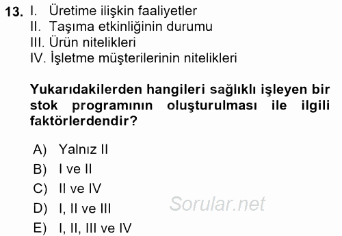 Pazarlama Yönetimi 2016 - 2017 Dönem Sonu Sınavı 13.Soru