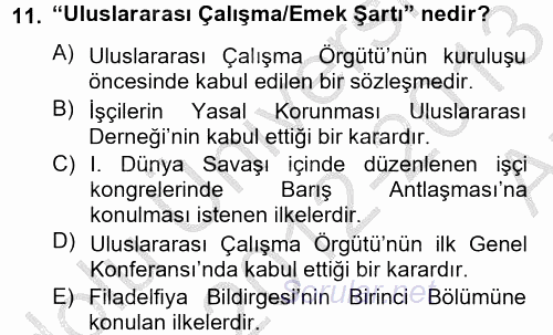 Uluslararası Sosyal Politika 2012 - 2013 Ara Sınavı 11.Soru
