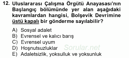 Uluslararası Sosyal Politika 2012 - 2013 Ara Sınavı 12.Soru