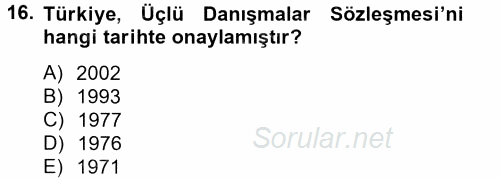 Uluslararası Sosyal Politika 2012 - 2013 Ara Sınavı 16.Soru