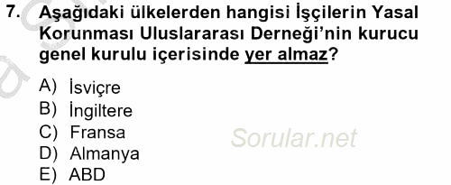 Uluslararası Sosyal Politika 2012 - 2013 Ara Sınavı 7.Soru