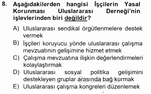 Uluslararası Sosyal Politika 2012 - 2013 Ara Sınavı 8.Soru