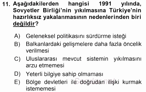 Orta Asya ve Kafkaslarda Siyaset 2017 - 2018 Dönem Sonu Sınavı 11.Soru