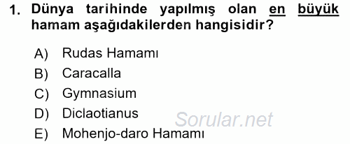 Termal ve Spa Hizmetleri 2016 - 2017 3 Ders Sınavı 1.Soru