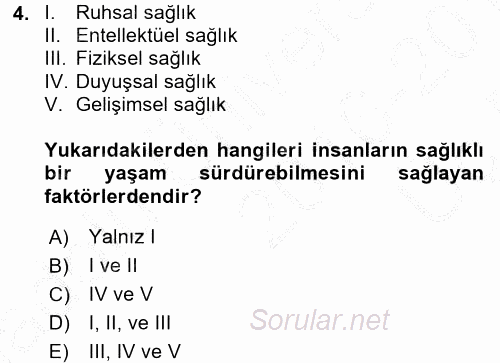 Termal ve Spa Hizmetleri 2016 - 2017 3 Ders Sınavı 4.Soru