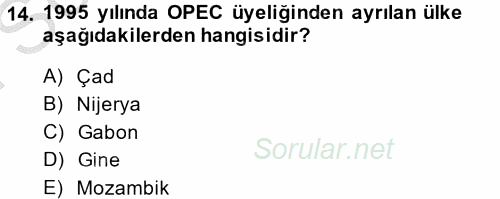 Orta Doğuda Siyaset 2013 - 2014 Dönem Sonu Sınavı 14.Soru