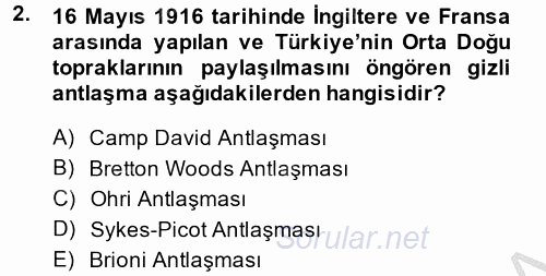 Orta Doğuda Siyaset 2013 - 2014 Dönem Sonu Sınavı 2.Soru