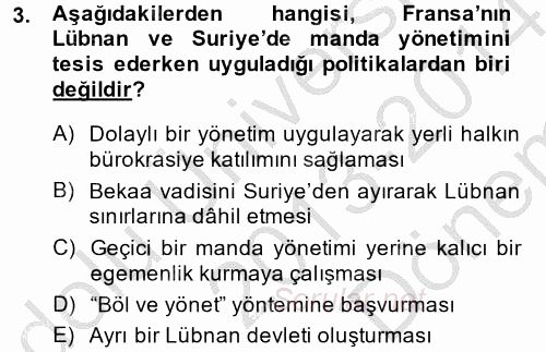 Orta Doğuda Siyaset 2013 - 2014 Dönem Sonu Sınavı 3.Soru
