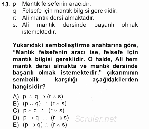 Sembolik Mantık 2014 - 2015 Ara Sınavı 13.Soru