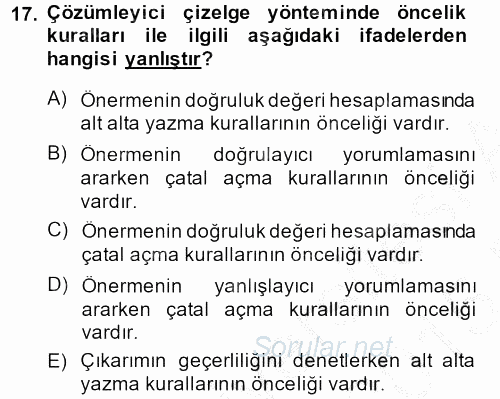 Sembolik Mantık 2014 - 2015 Ara Sınavı 17.Soru