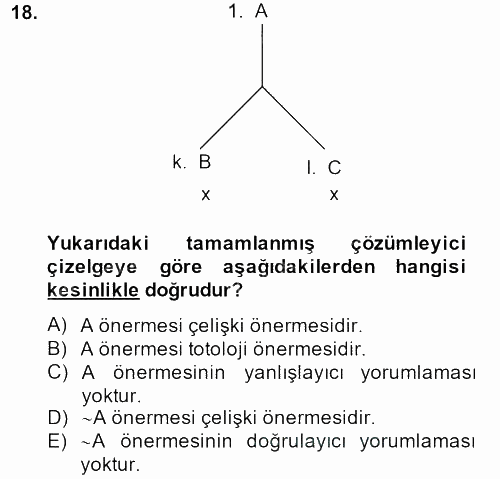 Sembolik Mantık 2014 - 2015 Ara Sınavı 18.Soru