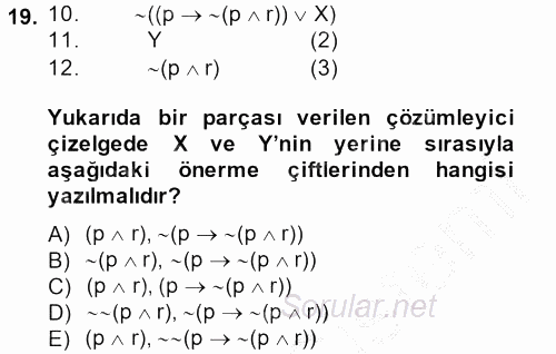 Sembolik Mantık 2014 - 2015 Ara Sınavı 19.Soru