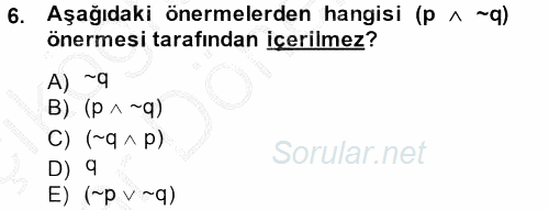 Sembolik Mantık 2014 - 2015 Ara Sınavı 6.Soru