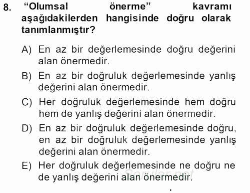 Sembolik Mantık 2014 - 2015 Ara Sınavı 8.Soru