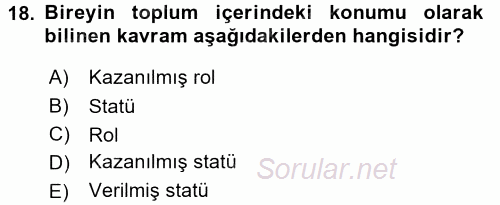 Medya Siyaset Kültür 2017 - 2018 Dönem Sonu Sınavı 18.Soru