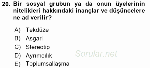 Medya Siyaset Kültür 2017 - 2018 Dönem Sonu Sınavı 20.Soru