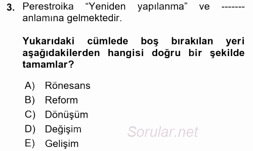 Medya Siyaset Kültür 2017 - 2018 Dönem Sonu Sınavı 3.Soru