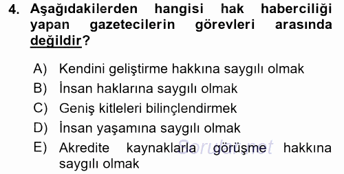 Medya Siyaset Kültür 2017 - 2018 Dönem Sonu Sınavı 4.Soru