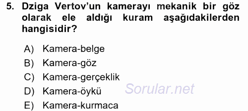 Kamera Tekniğine Giriş 2016 - 2017 Ara Sınavı 5.Soru