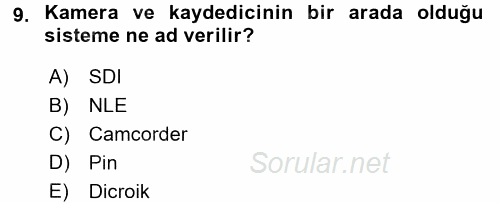 Kamera Tekniğine Giriş 2016 - 2017 Ara Sınavı 9.Soru