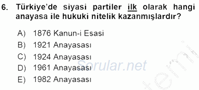 Yurttaşlık ve Çevre Bilgisi 2015 - 2016 Ara Sınavı 6.Soru