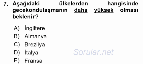 Şehircilik 2016 - 2017 Dönem Sonu Sınavı 7.Soru