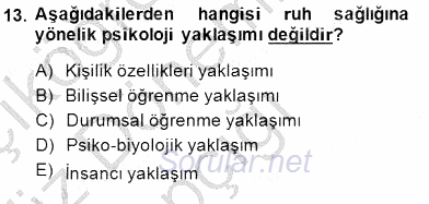 Çocuk Ruh Sağlığı 2014 - 2015 Ara Sınavı 13.Soru