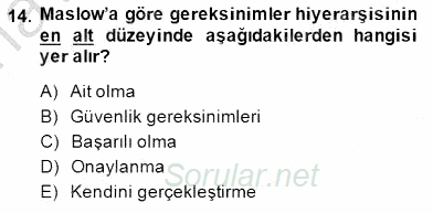 Çocuk Ruh Sağlığı 2014 - 2015 Ara Sınavı 14.Soru