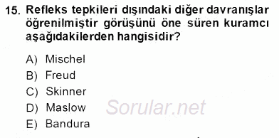 Çocuk Ruh Sağlığı 2014 - 2015 Ara Sınavı 15.Soru