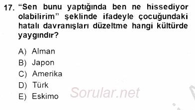 Çocuk Ruh Sağlığı 2014 - 2015 Ara Sınavı 17.Soru