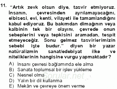 Batı Edebiyatında Akımlar 1 2012 - 2013 Dönem Sonu Sınavı 11.Soru