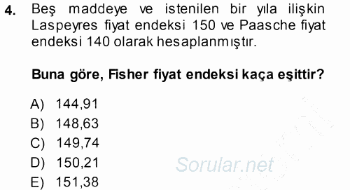 İstatistik 2013 - 2014 Dönem Sonu Sınavı 4.Soru