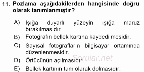 Sayısal Fotoğrafa Giriş 2015 - 2016 Ara Sınavı 11.Soru