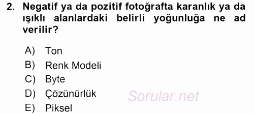 Sayısal Fotoğrafa Giriş 2015 - 2016 Ara Sınavı 2.Soru