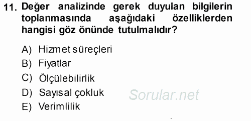Hizmet Tasarımı 2013 - 2014 Dönem Sonu Sınavı 11.Soru