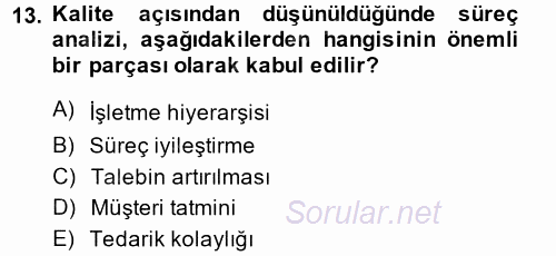 Hizmet Tasarımı 2013 - 2014 Dönem Sonu Sınavı 13.Soru