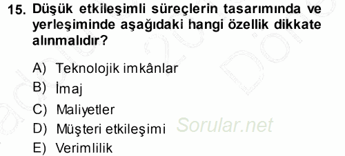 Hizmet Tasarımı 2013 - 2014 Dönem Sonu Sınavı 15.Soru