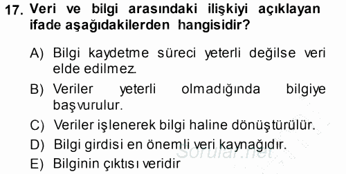 Hizmet Tasarımı 2013 - 2014 Dönem Sonu Sınavı 17.Soru