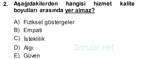 Hizmet Tasarımı 2013 - 2014 Dönem Sonu Sınavı 2.Soru