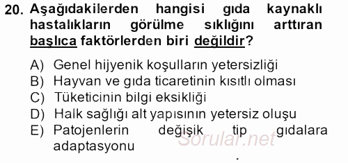 Gıda Güvenliğinin Temel Prensipleri 2013 - 2014 Dönem Sonu Sınavı 20.Soru