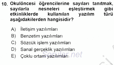 Okulöncesinde Öğretim Teknolojileri Ve Materyal Tasarımı 2015 - 2016 Dönem Sonu Sınavı 10.Soru