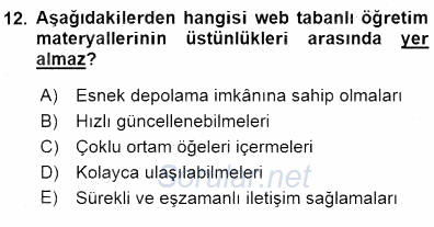 Okulöncesinde Öğretim Teknolojileri Ve Materyal Tasarımı 2015 - 2016 Dönem Sonu Sınavı 12.Soru
