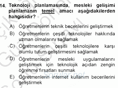 Okulöncesinde Öğretim Teknolojileri Ve Materyal Tasarımı 2015 - 2016 Dönem Sonu Sınavı 14.Soru