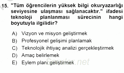 Okulöncesinde Öğretim Teknolojileri Ve Materyal Tasarımı 2015 - 2016 Dönem Sonu Sınavı 15.Soru
