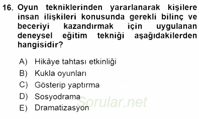 Okulöncesinde Öğretim Teknolojileri Ve Materyal Tasarımı 2015 - 2016 Dönem Sonu Sınavı 16.Soru