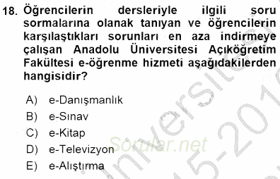 Okulöncesinde Öğretim Teknolojileri Ve Materyal Tasarımı 2015 - 2016 Dönem Sonu Sınavı 18.Soru