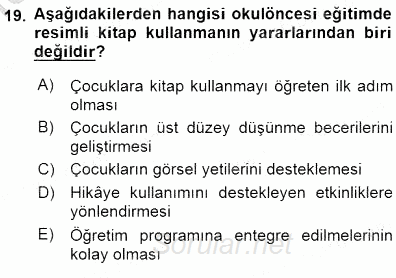 Okulöncesinde Öğretim Teknolojileri Ve Materyal Tasarımı 2015 - 2016 Dönem Sonu Sınavı 19.Soru