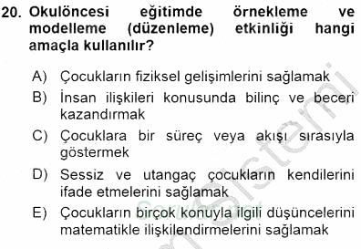 Okulöncesinde Öğretim Teknolojileri Ve Materyal Tasarımı 2015 - 2016 Dönem Sonu Sınavı 20.Soru
