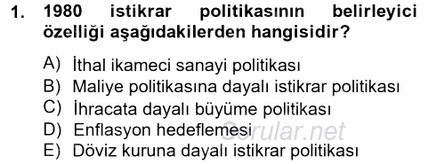 Maliye Politikası 2 2013 - 2014 Tek Ders Sınavı 1.Soru