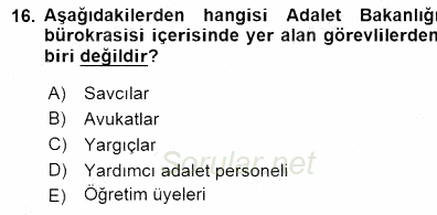 Adalet Meslek Etiği 2015 - 2016 Dönem Sonu Sınavı 16.Soru